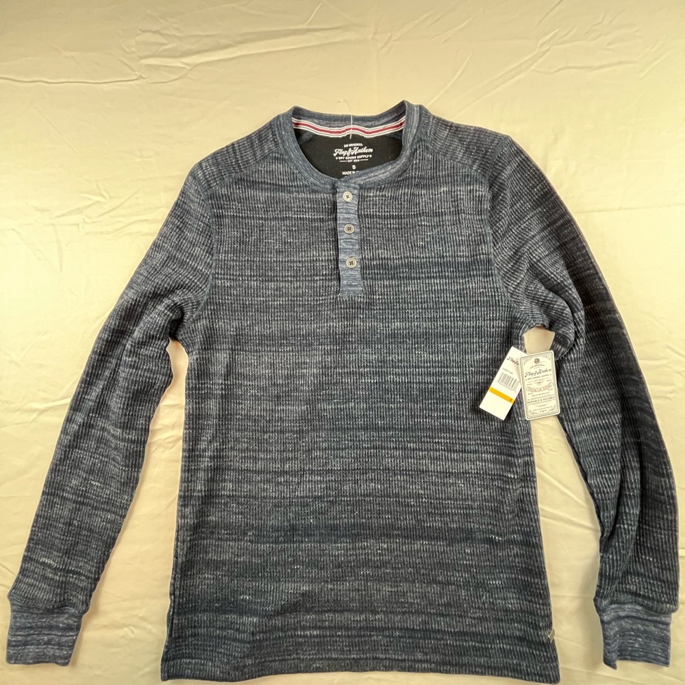 Flags & Anthem Waffle Henley Long Sleeve Tee Size S